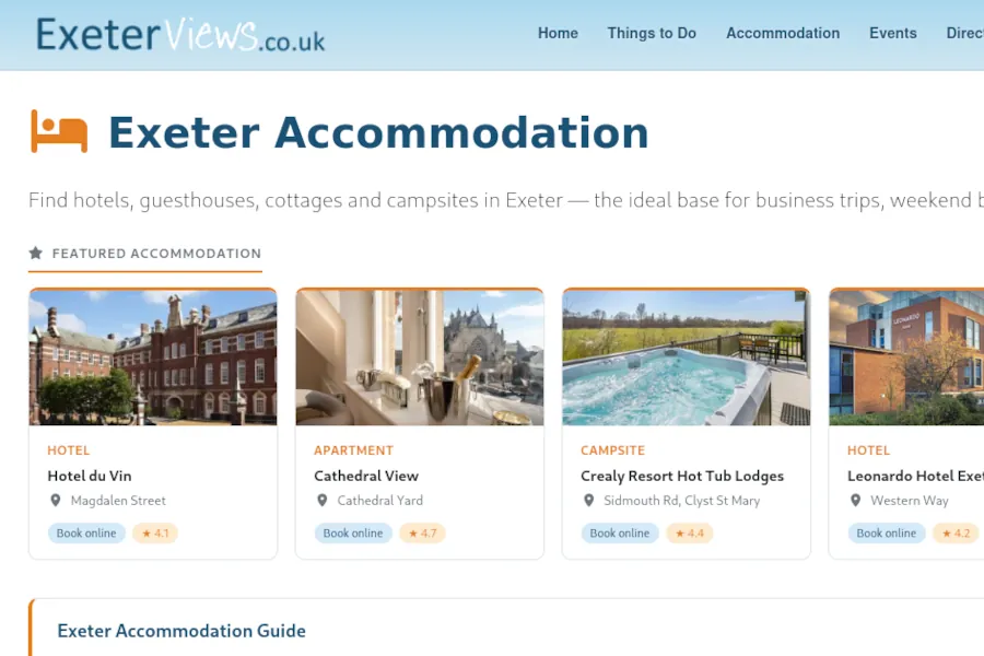 The wide choice of accommodation available in Exeter