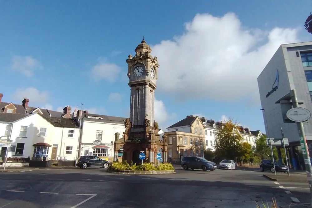 The Clock Tower at the top of Queen Street in Exeter