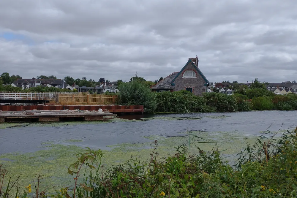 Topsham Lock Cottage with views of Topsham behind