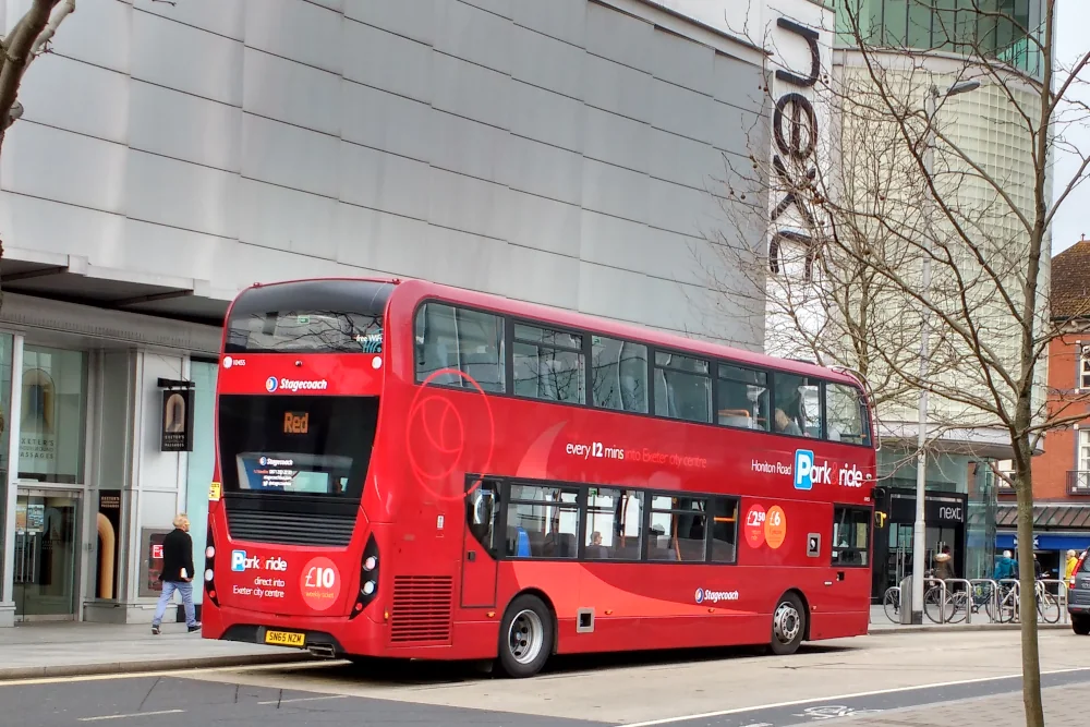 Honiton Road Park & Ride bus arriving in Exeter